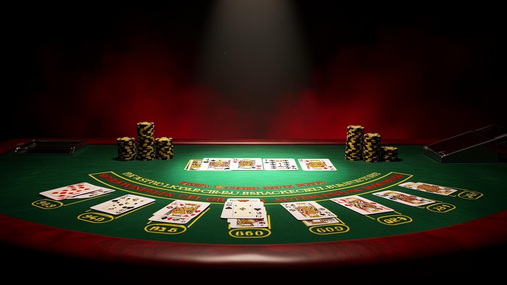 Live blackjack table with chips