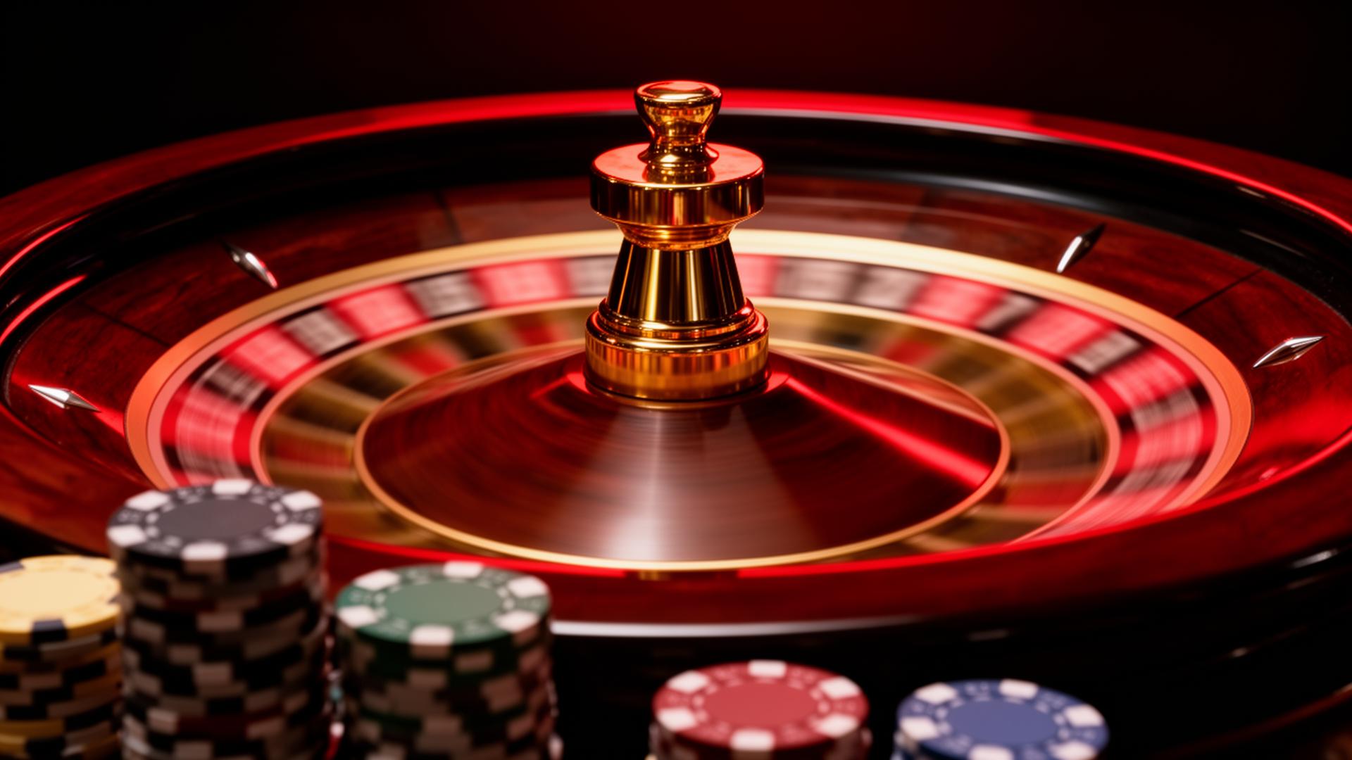 Live roulette wheel mid spin